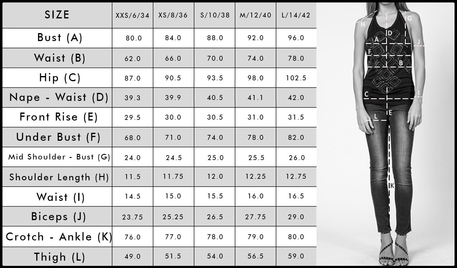 Thông số size khi mua quần áo online