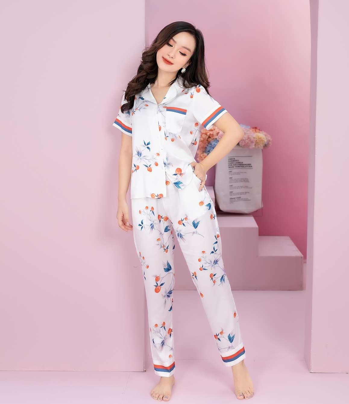 Bộ pijama H461 tay cộc quần dài