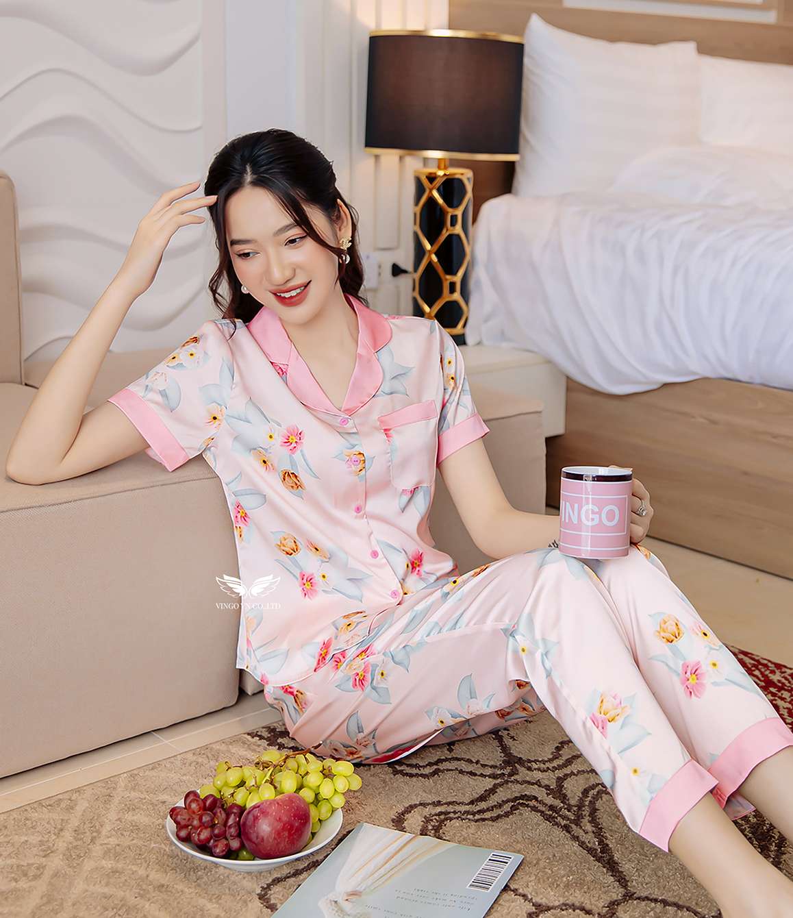 Bộ pijama H524 tay cộc quần dài