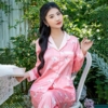 Đồ bộ mặc nhà pijama lụa tay dài quần dài H594