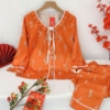 Đồ bộ pijama lụa nữ mặc nhà tay dài quần dài H558