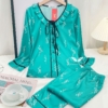 Đồ bộ pijama lụa nữ mặc nhà tay dài quần dài H558