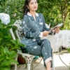 Đồ bộ mặc nhà pijama lụa tay dài quần dài H911