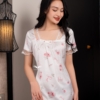Váy ngủ lụa nữ phối ren thanh lịch N422