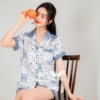 Đồ ngủ nữ pijama mặc nhà lụa pháp tay cộc quần cộ H934