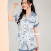 Đồ ngủ nữ pijama mặc nhà lụa pháp tay cộc quần cộ H934