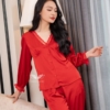 Đồ ngủ nữ pijama mặc nhà lụa pháp tay dài quần dài H892