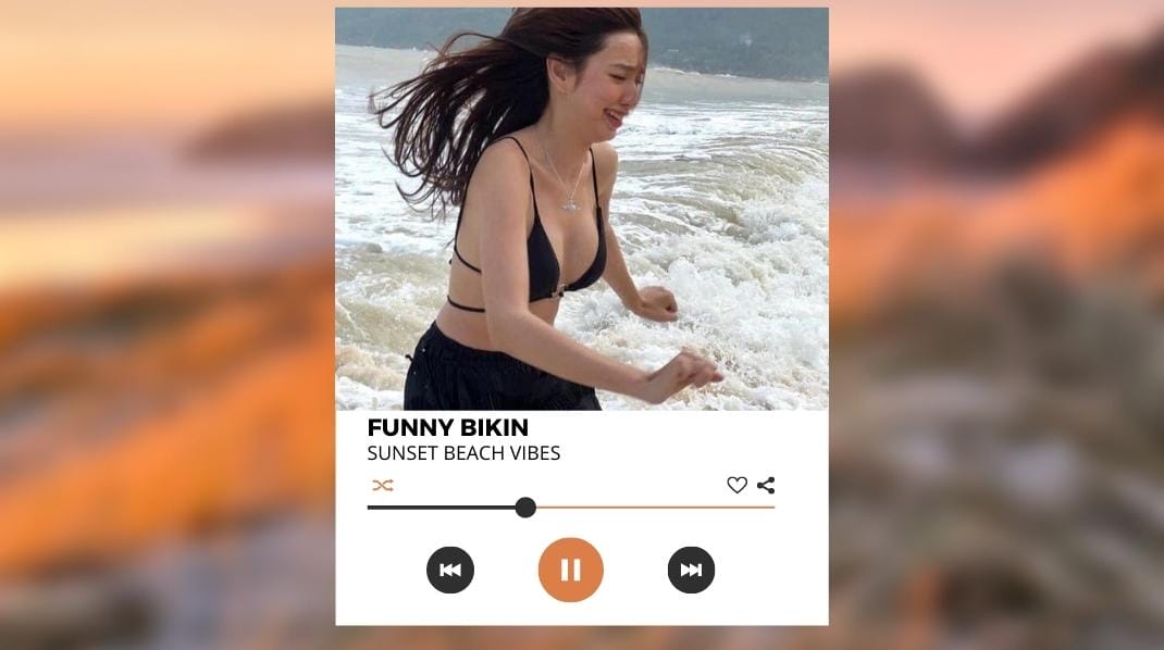 Hài hước với những biểu cảm đáng yêu của Hoa Hậu Thùy tiên diện bikini thả dáng giữa biển