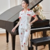 Đồ ngủ nữ pijama lụa mặc nhà tay cộc quần dài H962
