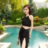 Đồ bơi nữ 2 mảnh cổ yếm kèm khăn choàng B216