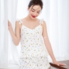 Đồ ngủ nữ 2 dây chất đũi họa tiết hoa nhí N382