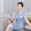 Đồ ngủ nữ lụa mặc nhà tay cộc quần lửng lá hoa trắng H992