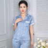 Đồ ngủ nữ lụa mặc nhà tay cộc quần lửng lá hoa trắng H992