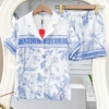 Đồ ngủ nữ pijama lụa mặc nhà tay cộc quần cộc họa tiết hoa phù dung H1001