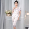 Đồ ngủ nữ pijama lụa tay cộc quần cộc hoa lavender H1004
