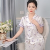 Đồ ngủ nữ pijama lụa tay cộc quần cộc hoa lavender H1004