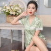 Đồ ngủ nữ pijama lụa mặc nhà tay cộc quần cộc chữ pháp H1006