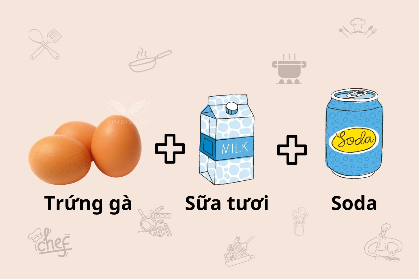 Công thức 3: Soda + Trứng gà + Sữa