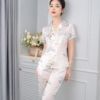 Đồ ngủ nữ lụa pijama mặc nhà tay cộc quần lửng hoa hồng chữ H991