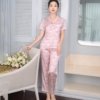 Đồ ngủ nữ lụa pijama mặc nhà tay cộc quần dài H1012